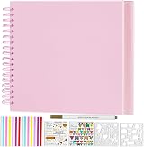 Miaikoe DIY Scrapbook Album 20.5x20.5 cm Kraft Pink 20 Sheets Spiral Binding