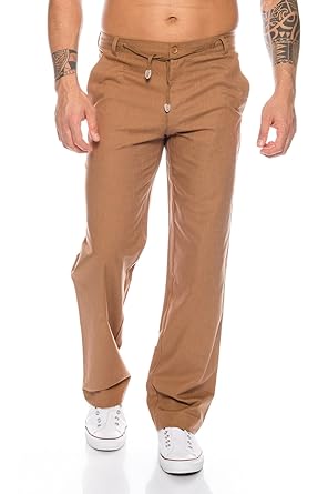 Rock Creek Herren Leinen-Optik Hose Stoffhose Sommerhose Herrenhose Leichte Strandhosen H-156