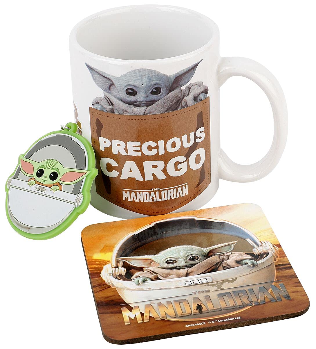Star Wars: The Mandalorian Mug Gift Set (The Child Design) 11oz Ceramic Coffee Mug, Coaster & Keyring in Presentation Gift Box, Gifts for Men, Women and Kids - Official Merchandise