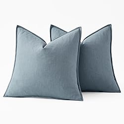 MIULEE Decorative Linen Euro Sham Pillow Covers
