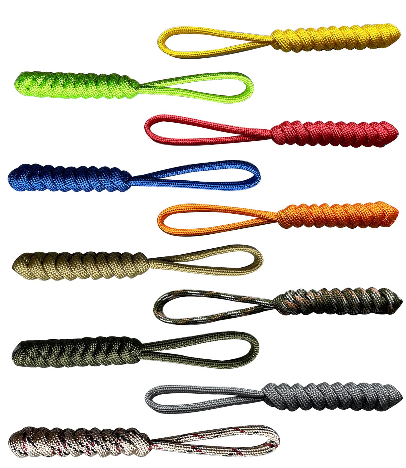 Photo 1 of 10 Pieces Zipper Pull Replacement Dress Zipper Pull Helper Hand Woven Vajra Knot Paracord Pull Tab Extender for Backpacks Jackets Luggage Purses Handbags (Mutil Color)