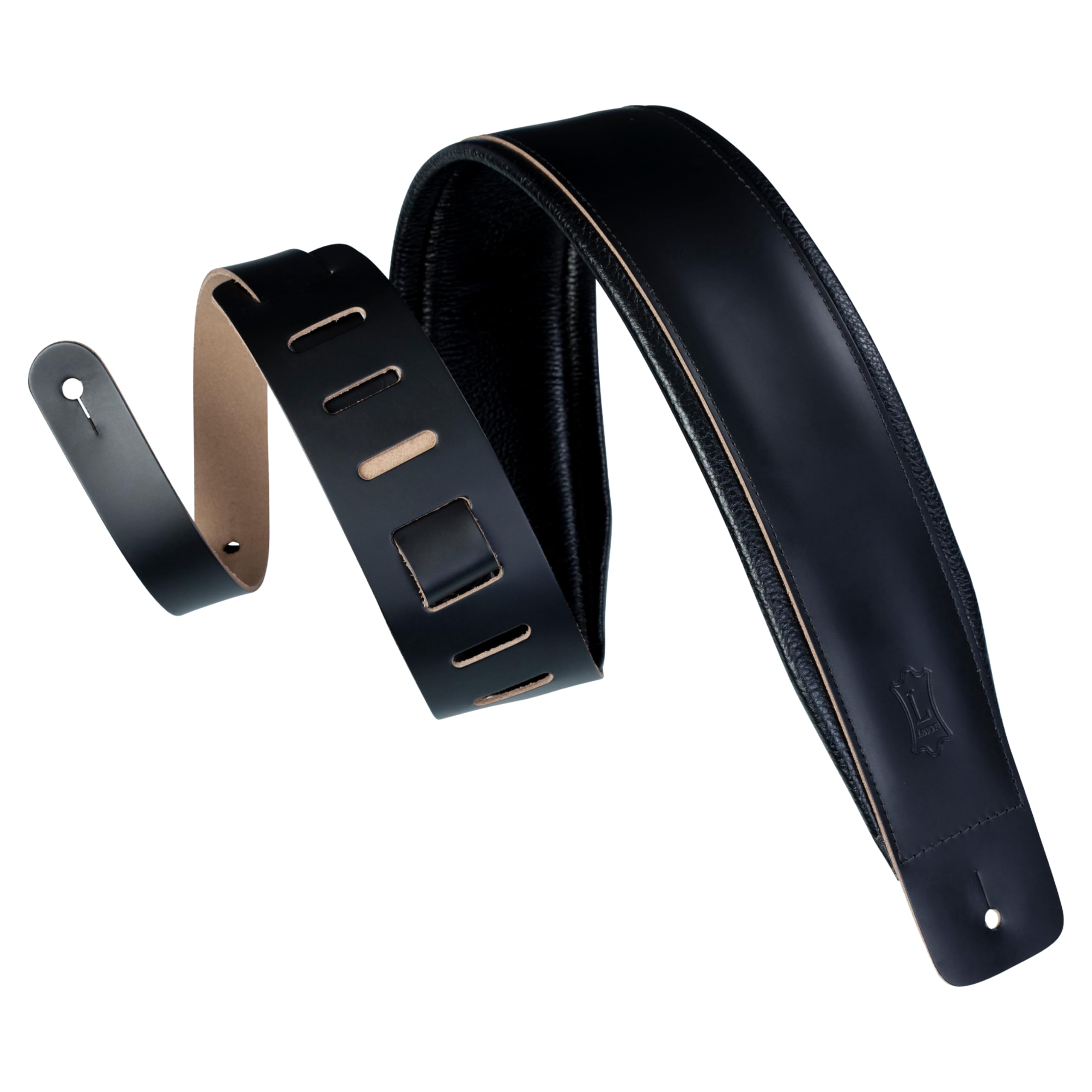 Levy's DM1PD‐BLK 2.5-inch Leather Guitar Straps ‐ Black