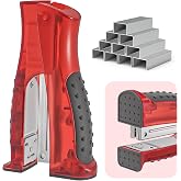 1-Pack Compact Stand-Up 2-in-1 Office Stapler with 1000 Staples, Red | Standard 1/4" Staples Included, Vertical &amp; Flat Use, Jam-Free, Rotating Anvil Pinning, Handheld Ergonomic Grip, Desk Supplies