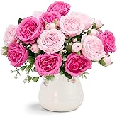 Philbinden 2 Packs Peonies Artificial Flowers,Silk Fake Peonies Faux Peonies Bouquet for Centerpiece Table Wedding Party Home Decor (2, Rose Pink, Large)