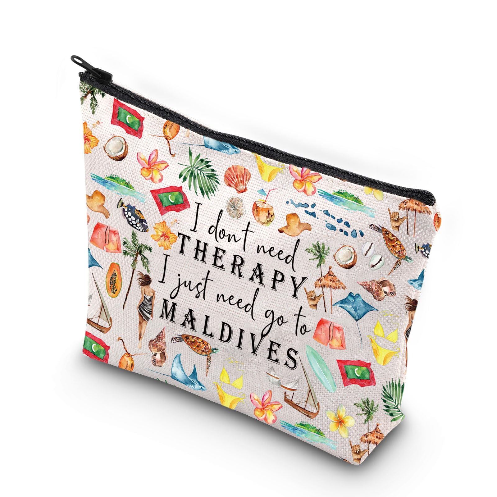 MYSOMY Maldives Gift Maldives Travel Makeup Bag Maldives Souvenir Cosmetic Bag Maldives Honeymoon Gift (go to Maldives Bag)
