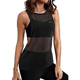 Remidoo Women's Mesh Workout Tank Top Sheer Racerback with Open Side | Athletic Sleeveless Shirt, See Through, Sheer Fishnet Adds Visible Layer Over Sports Bra Or Fitted Tank