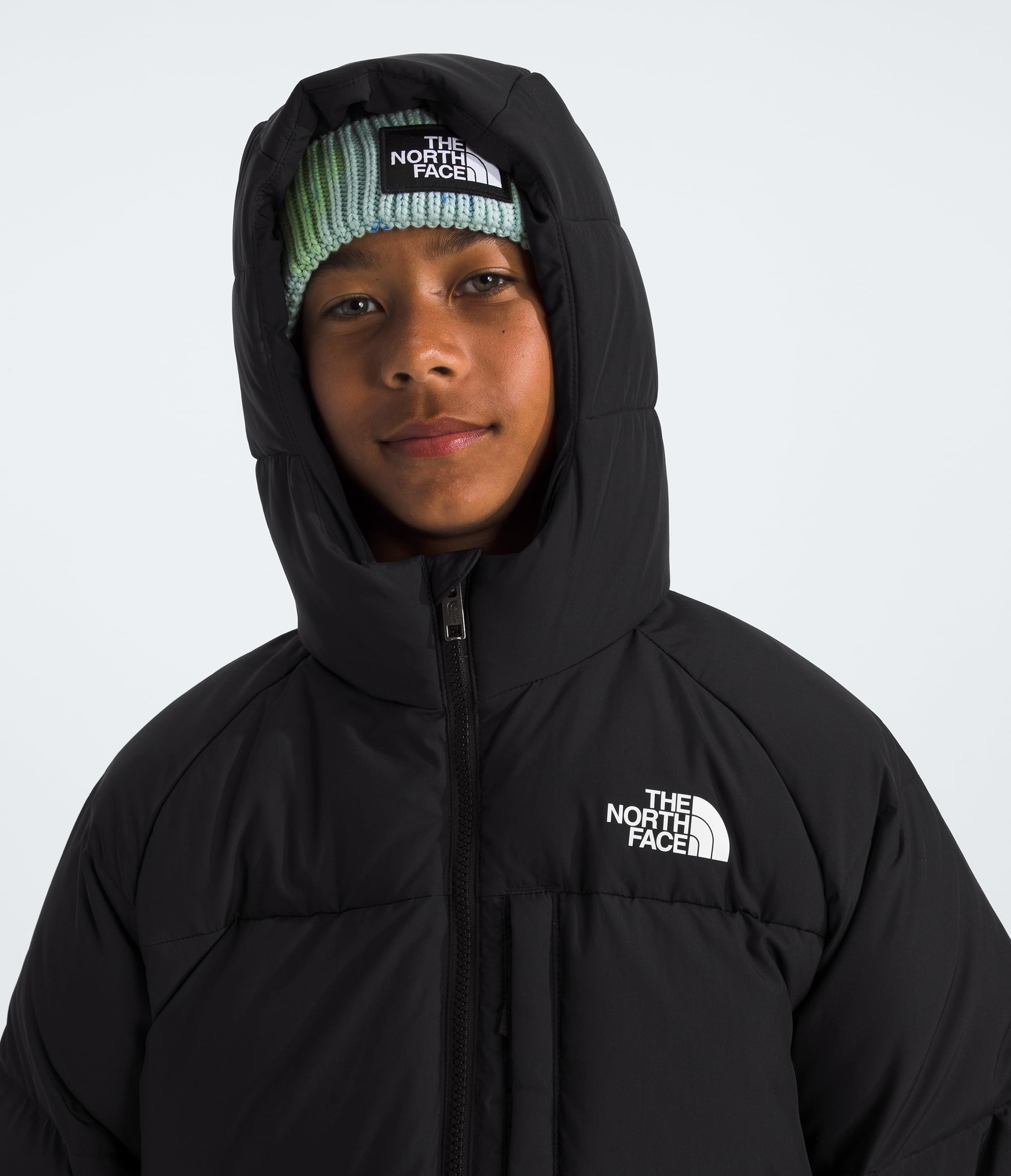 The North Face Boys' Down Hooded Jacket | Water Repellent, 600 Fill Recycled Waterfowl Down, Zip Pockets