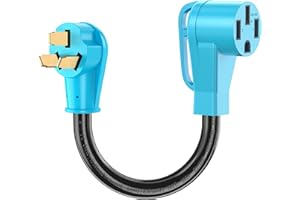 CircleCord EV Charger Adapter Cord NEMA 10-50P to 14-50R, Compatible with EV for Level 2 Charging, 180 Degree Bent Design with Grip Handle, Heavy Duty 6 Gauge, ETL Listed