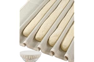 Perenllareta XL Bakers Couche 39x25" for French Baguette Dough Making, Linen Cotton Bread Baking Proofing Cloth and 10in Reus