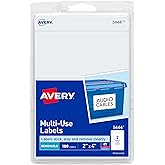 Avery&reg; Printable All-Purpose Removable Labels, 2" x 4" White, Write or Print, Great for Organization Projects, 100 Customizable Blank Labels (5444)
