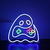 Neon Sign, HSJNJKFU Game Neon Signs for Wall Decor Ghost Gaming Led Light up Signs for Room Home Halloween Playroom Party Bar Beer Signs for Man Cave - LED Neon USB Powered
