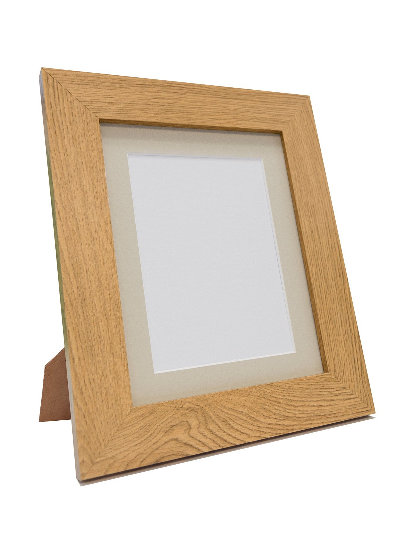 FRAMES BY POST Metro Oak Photo Picture Poster Frame with Light Grey Mount Plastic Glass 12" x 10" For Pic Size 10" x 8"