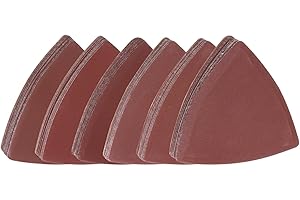 HARFINGTON 60pcs Triangular Hook & Loop Sandpapers 400/600/800/1000/1200/1500 Grits 3-1/8" Aluminum Oxide Sanding Pads Mouse 