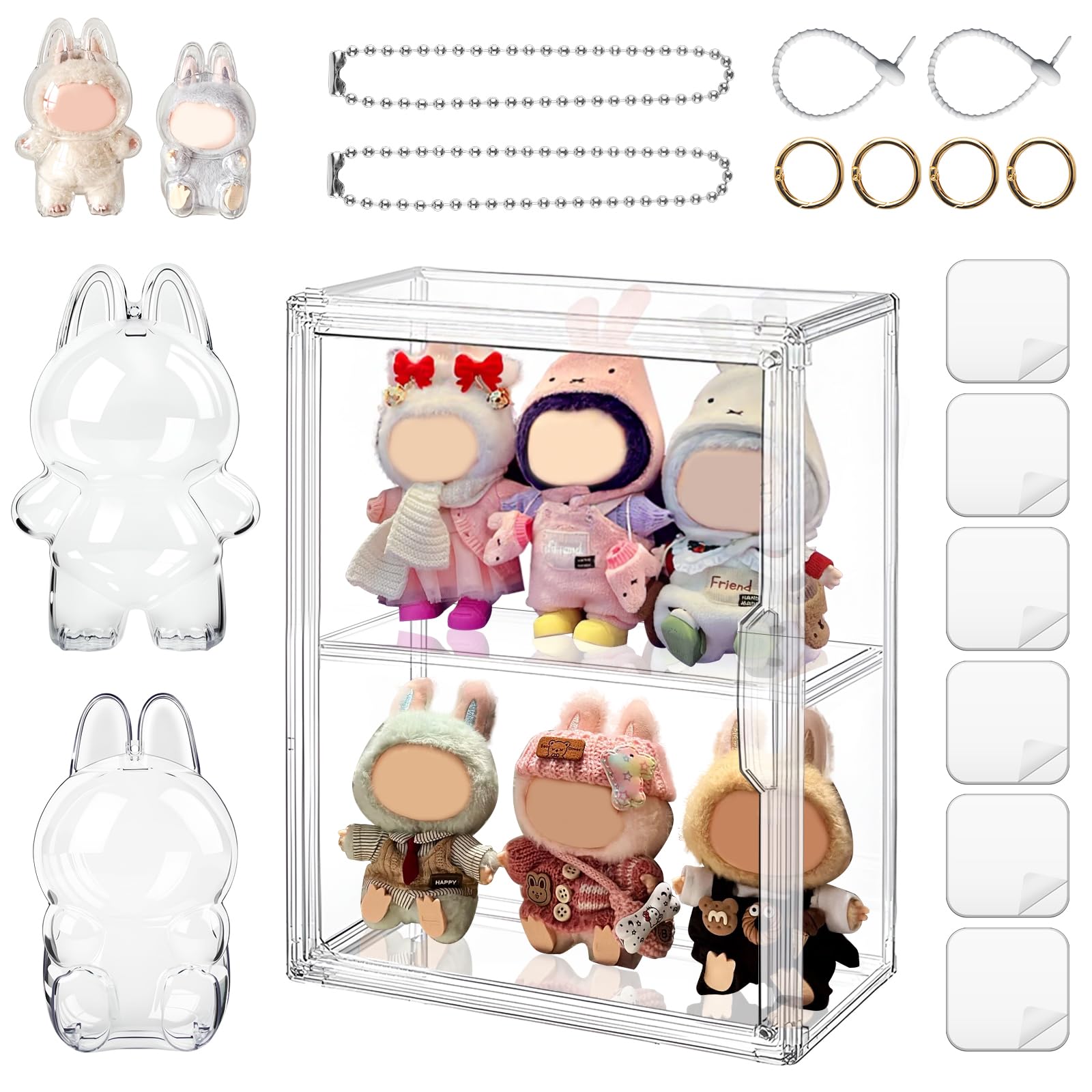 Photo 1 of 12PCS Display Cases for Collectibles 2 Layer Clear Display Case with Protective Case for Blind Box Figures Durable Display Box Set Figure Display Case for 17cm Monster Doll Dustproof Acrylic Case