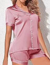 WJing Yi Jia Womens Pajama Sets XS-4XL Silk Satin