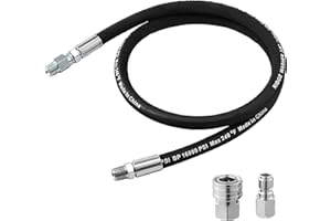 RIDGE WASHER Pressure Washer Whip Hose with Swivel, 3/8'' Power Washer Jumper Hose, Hose Reel Connector Hose for Pressure Washing with Adapter Set, 4 FT, 4000 PSI