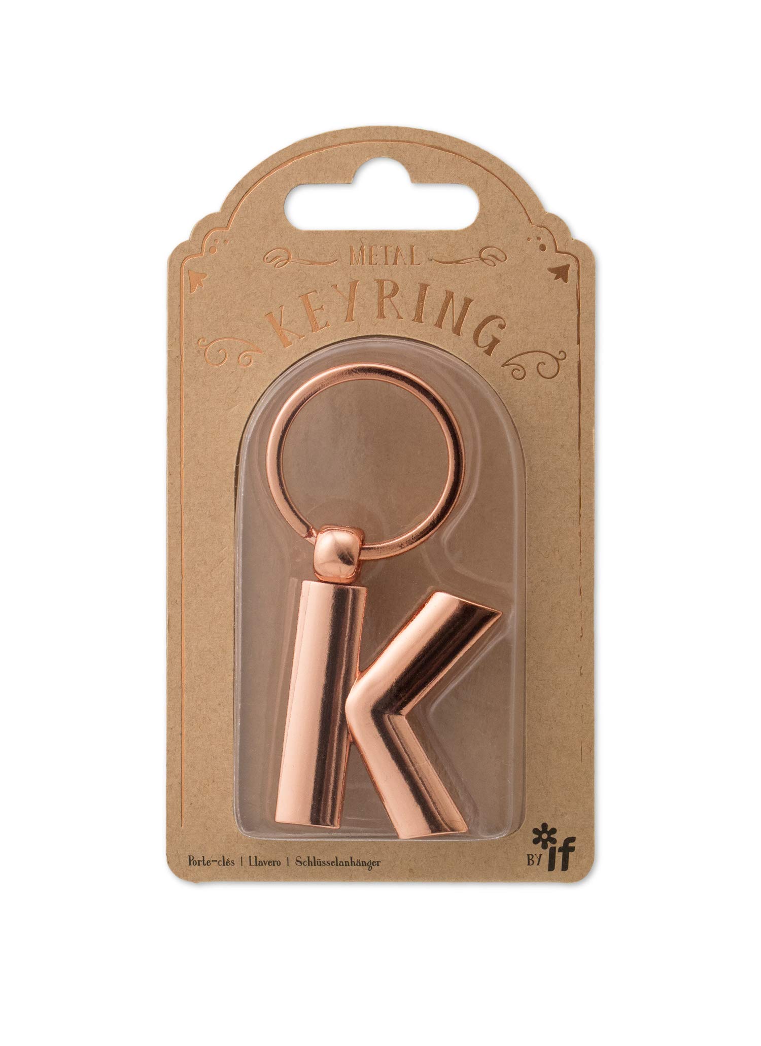 IF Metal Letter Keyring Personalised Alphabet Letters - Rose Gold - K — image 1