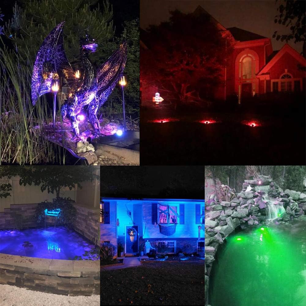 Pond Lights Waterproof IP 68 Multi-Color & Adjustable & Dimmable Submersible Spotlight with LED Color Changing Spot Light for Aquarium Tank Garden Pool Fountain Waterfall (Set of 4) (Remote Control) - - 