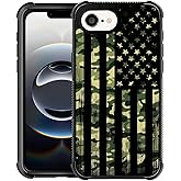 TnXee Compatible with iPhone 16e Case,Camo American Flag Phone Cover for Men/Women,Soft TPU Anti-Skid Thread and Four Corner Anti-Collision Protection Case Compatible with iPhone 16e 6.1inch