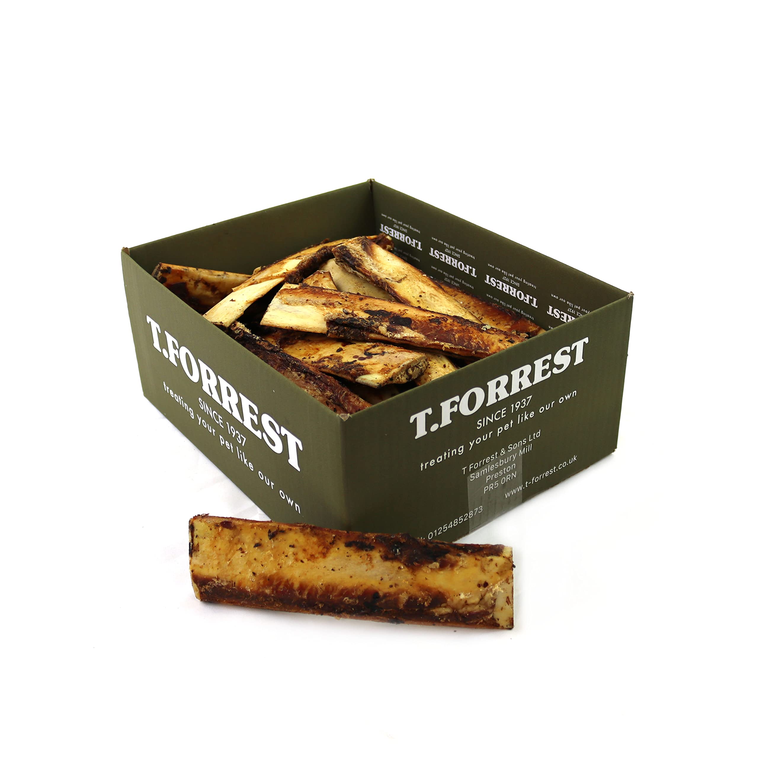 T.Forrest British Roasted Jumbo Beef Rib Bones for Dogs 7" (20 Pack) - 100% Natural, Long Lasting, Grain Free Dog Treats