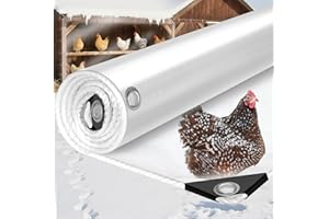 PJT 16Mil Chicken Coop Covers for Winter,6x10ft Thicken Clear Winterizing Insulation Vinyl Tarp for Chicken Run,Waterproof Anti-Tear with Elastic Cords & Rope for Porch Patio Poultry Enclosure