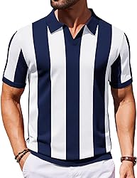 COOFANDY Mens Knit Polo Shirts V Neck Short Sleeve