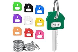 Uniclife 10 Pcs Key Covers Caps, 1" Key Identifiers with Labels, Soft Stretchy Keys Covers for House Keys, Cute Head Protecto