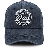 Dad The Man The Myth The Legend Hat for Men, Funny Adjustable Cotton Leather Patch Papa Baseball Cap