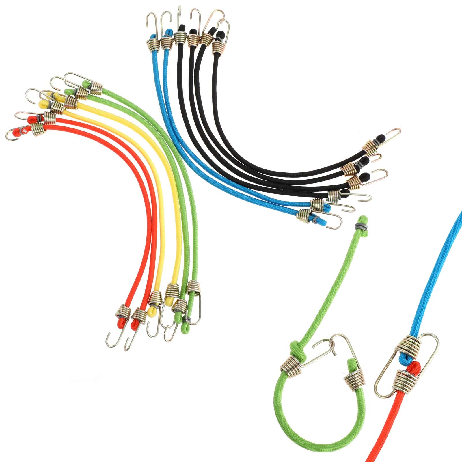 Photo 1 of 12 Pack Mini Bungee Cords with Hooks 10 Inch Short Bungee Cords,Multicolor Rubber Bungee Straps for Bicycle,Camping,Tools,Tarpaulin and Cargo,Hanging Christmas Ornaments