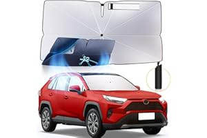 HIMUMOY Windshield Sun Shade Umbrella: Fit for Toyota-RAV4-2019-2025-Accessories Hybrid Prime LE XLE XLE- Front Car Window Shades - Foldable RAV-4 Sunshades Interior Protector Block 99% UV All Weather