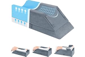 Wellsin 4-Height Adjustable Leg Elevation Pillows for After Surgery, Knee and Ankle Injuries, Memory Foam Leg Wedge Pillow with 3 Handles, 1 Insert Pad and Washable Velvet Cover