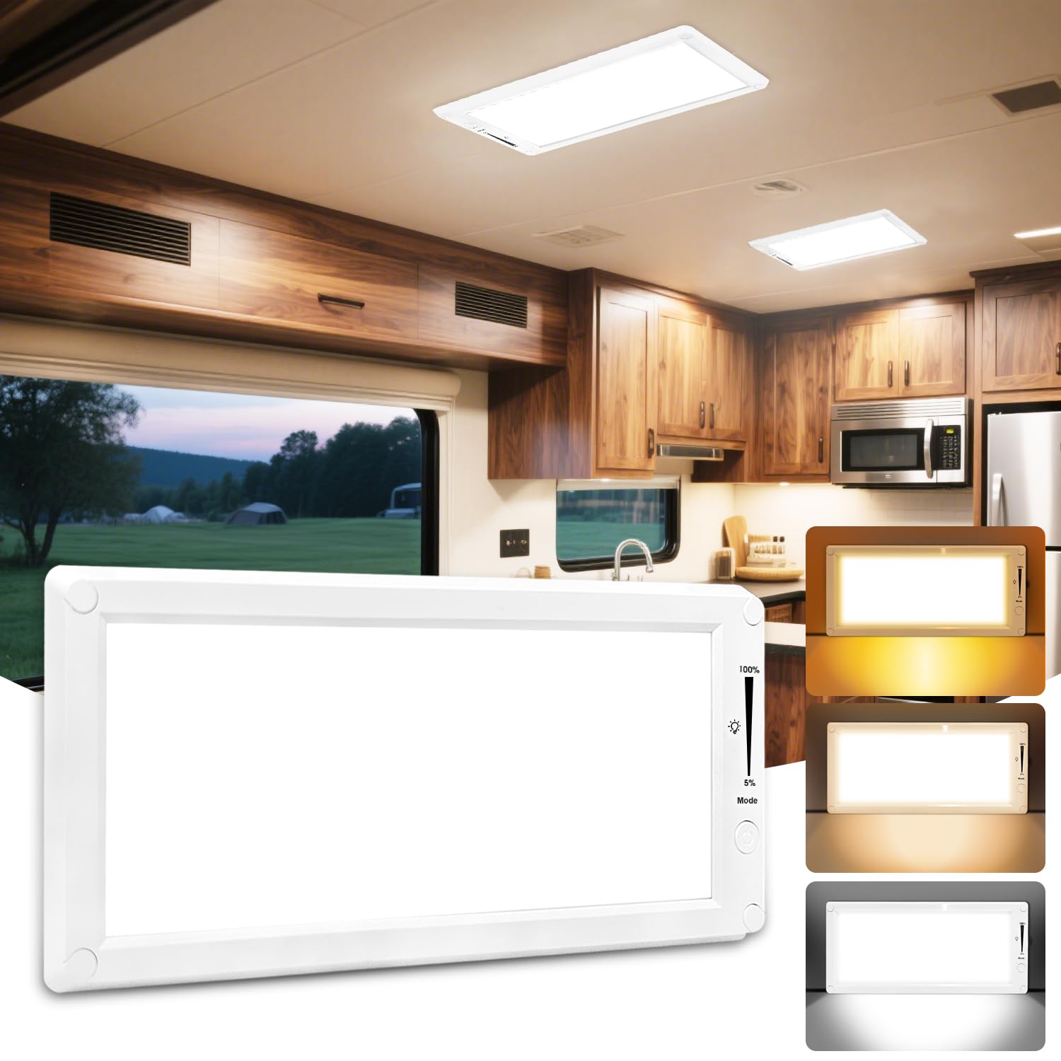 Photo 1 of **MINOR DAMAGE**
SFNN RV Lights Interior,3 Color RV LED Super Bright Fixture,12V RV Ceiling Dome Light with ON/Off Dimmable Switch Energy Saving for RV/Camper/Car/Trailer/Boat