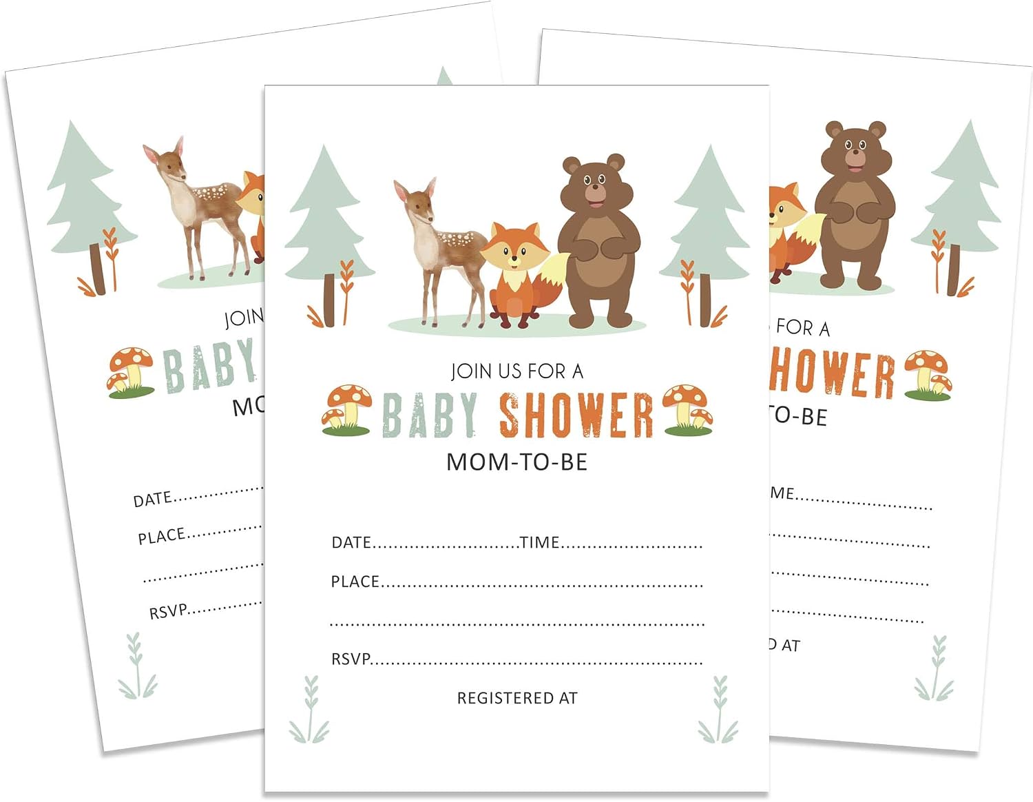 Inkdotpot 30 Fill In Style Baby Shower Invitation Cards Jungle Animals Gender Neutral Blank Invites, Invitation_card, 5 x 7 Inches