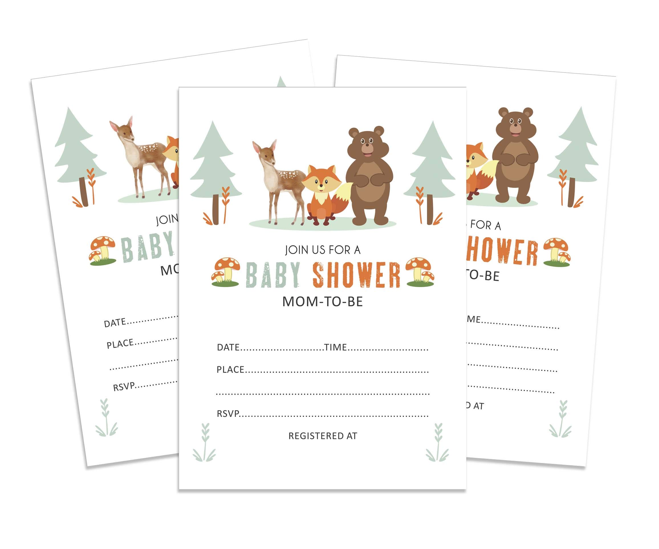 Inkdotpot 30 Fill In Style Baby Shower Invitation Cards Jungle Animals Gender Neutral Blank Invites