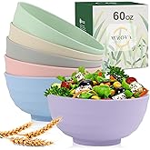 Wrova Wheat Straw Bowls Set 60 OZ Unbreakable Large Cereal Bowls Set of 6 Microwave and Dishwasher Safe Bowls Big Bowls for Dorm and Apartment BPA Free Soup Bowl for Serving Oatmeal and Salad Etc…