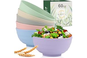 WROVA Wheat Straw Bowls Set 60 OZ Unbreakable Large Cereal Bowls Set of 6 Microwave and Dishwasher Safe Bowls Big Bowls for Dorm and Apartment BPA Free Soup Bowl for Serving Oatmeal and Salad Etc…
