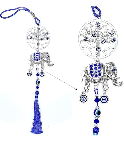 LUCKBOOSTIUM Evil Eye Butterfly Car Hanging Ornament - Blue Crystal Pendant With Tassels, Rear View Mirror Charm - View #4