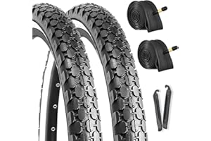 Hycline 2-Pack Cruiser Bike Tires Set: 24/26x2.125 inch Folding Replacement High-Performance Wear-Resistant Tires with Inner Tubes & Tire Levers for Beach & Urban Commuter Bikes
