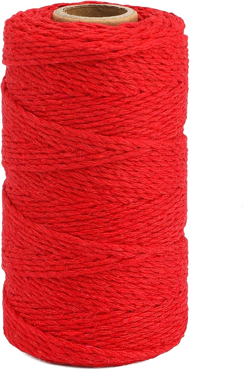 G2PLUS Red Cotton String Twine 100M 2mm Gift Wrapping Craft Cord