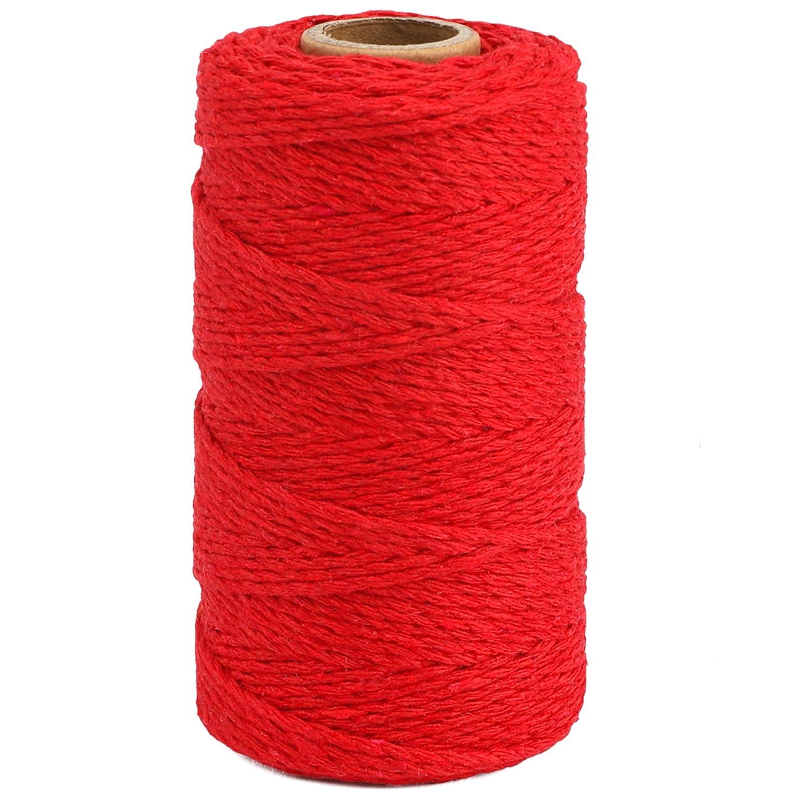 G2PLUS Red Cotton String Twine, 100M Gift Wrapping Bakers String, 2MM Handicrafts Decorative Cord Twine for DIY Gift Decorations