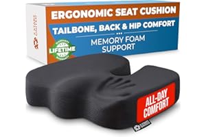 5 STARS UNITED Seat Cushion for Desk Chair - Tailbone, Coccyx Sciatica Pain Relief - Wheelchair Cushions, Black Mesh