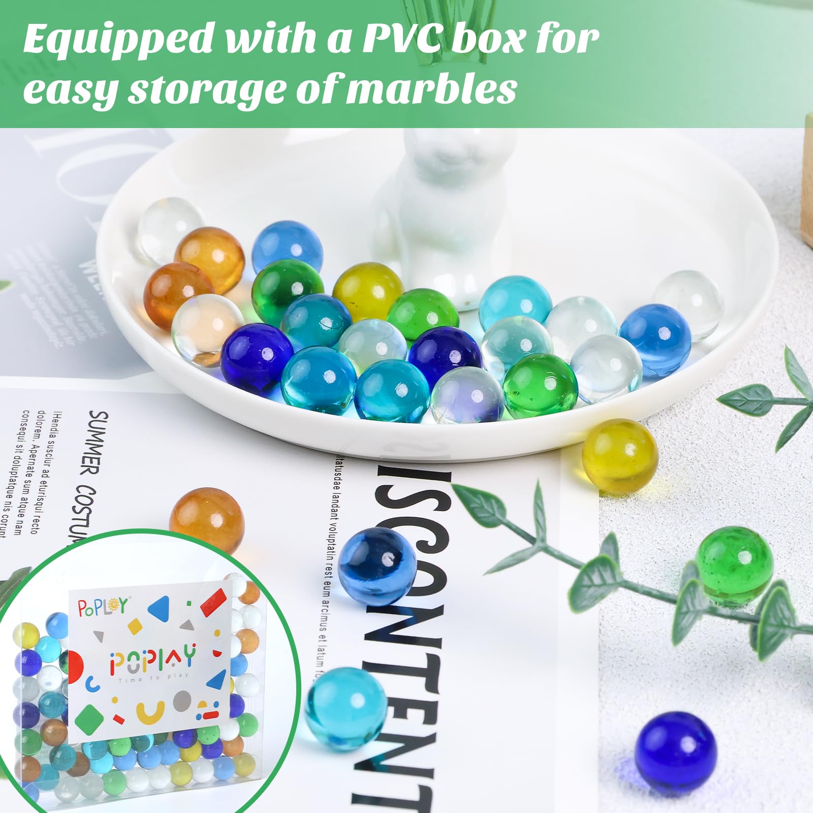 3 otters 90PCS Glass Marbles Bulk, for Kids Marble Run Games, Vase Fillers DIY Home Decor