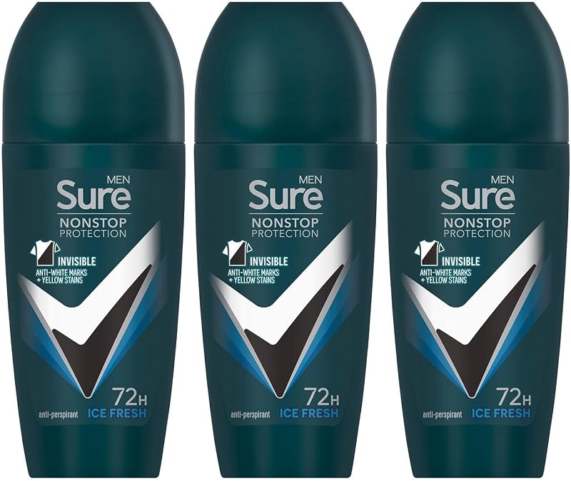 Sure Men Antiperspirant Roll On Ice Fresh 72H Sweat Odour Protection