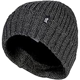 HEAT HOLDERS - Mens Knit Fleece Lined Insulated Ribbed Cuffed Thermal Winter Hat