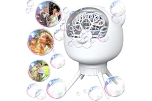 OIDOZAC Rechargeable Bubble Machine for Parties, 18 Wands 30000+ Bubbles/Min, 180° Auto-Rotating with 500ml Tank, 2 Speeds, Portable Bubble Blower for Outdoor/Indoor Parties, Weddings, Birthdays (White)