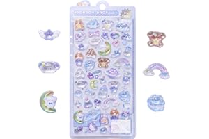 BYETOCE 3D Cute Stickers Cartoon Starry Night & Puppy Puff Stickers Kawaii Mini Puffy Stickers 3D Reusable Puffy Stickers for Scrapbooks Planner Journals Laptops Phone Case Decoration
