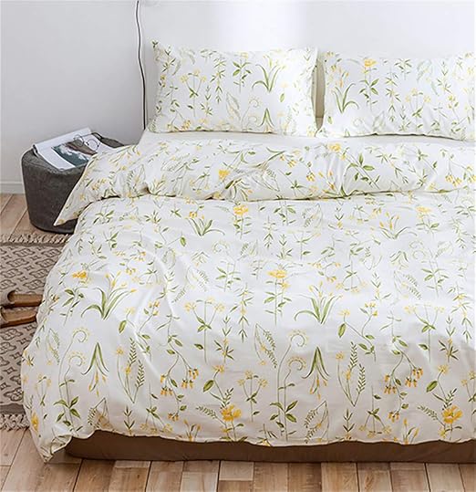 100 Cotton Botanical Bedding Set Queen Size 1 Duvet Cover + 2 Pillow