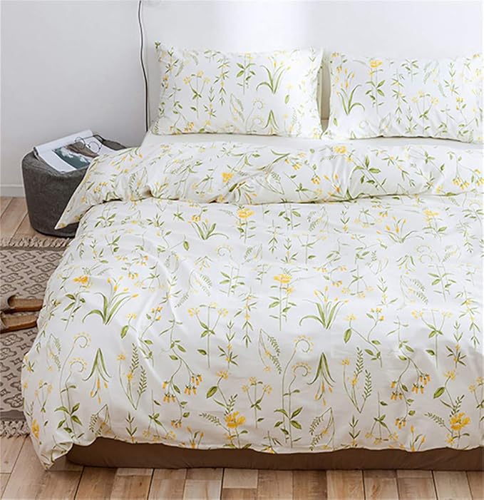 100 Cotton Botanical Bedding Set Queen Size 1 Duvet Cover + 2 Pillow