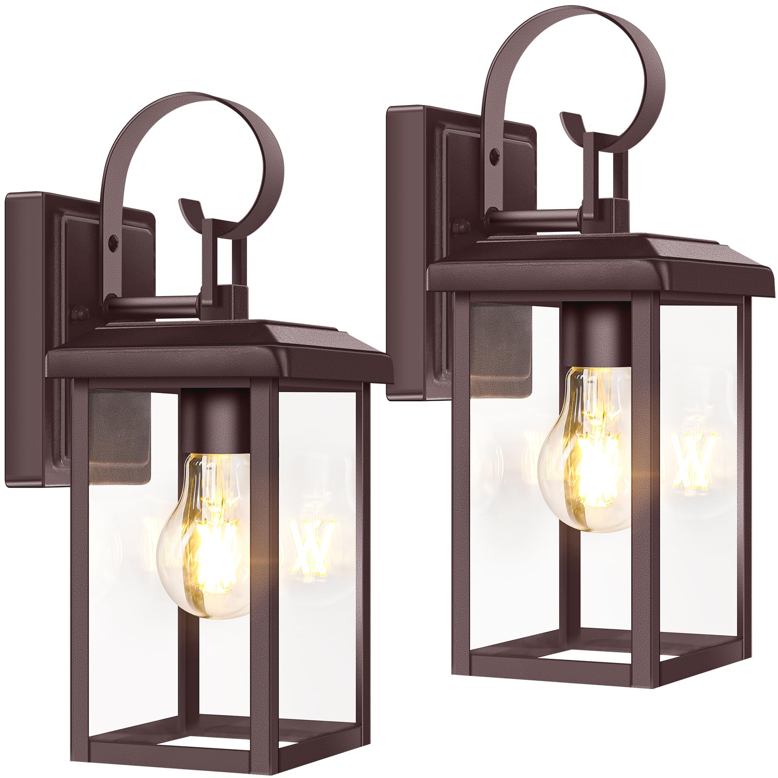 Photo 1 of BesLowe 2-Pack Outdoor Wall Light Fixtures, Exterior Lighting Fixtures Wall Mount, Waterproof Porch Lights Outdoor Wall Sconces Lanterns, Modern Outside Lights for House Front Door Garage, Brown