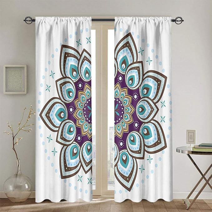 Nooweihome Mandala Decor - Cortina corredera con diseño de flor de loto